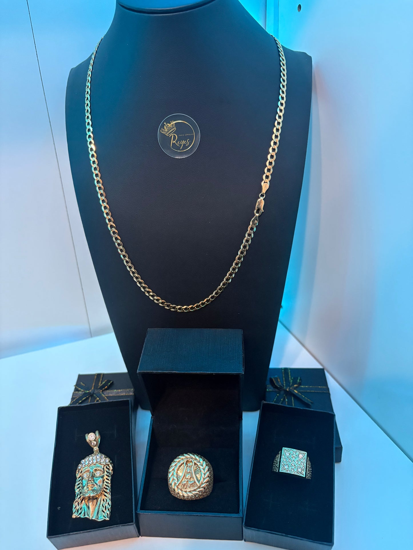 Bundle – Chain with 2 Rings & Charm | 10K Imported Gold